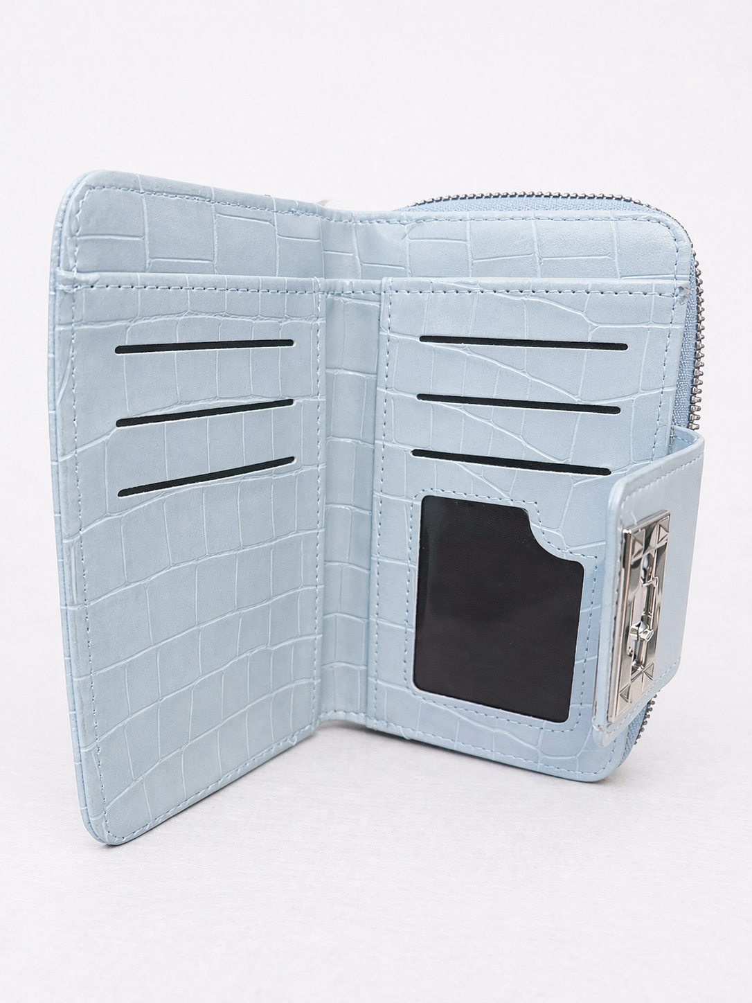 Ice Blue portefeuille in croco-look – fris & stijlvol
