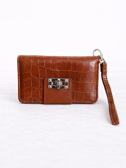 Cognac/Bruine portefeuille in croco-look – stijlvol & praktisch