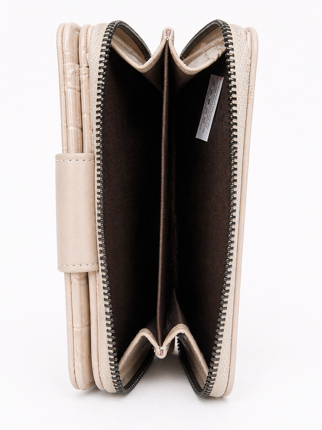 Beige/Taupe Portefeuille Croco Look – Stijlvol & Compact met Rits