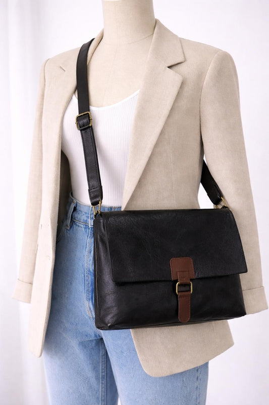 Zwarte Messenger Tas – Tijdloos Italiaans Design