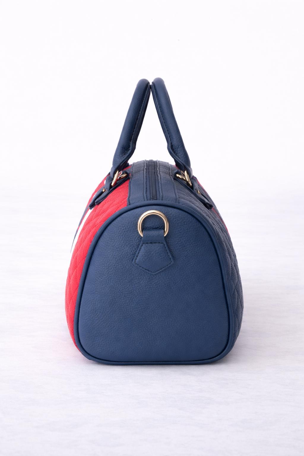 Multicolor mini duffle bag – Donkerblauw / Rood / Wit | Luxe & trendy