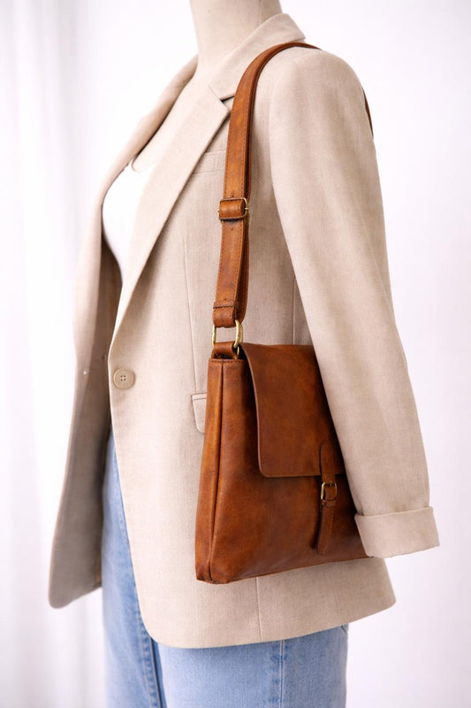 Cognac Messenger Tas – Tijdloos Italiaans Design